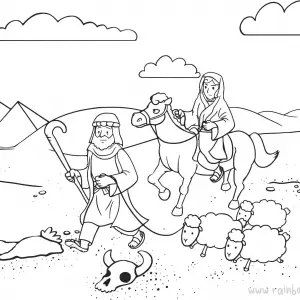 Genesis 12:10-20 Abram &amp; Sarai-Free-Bible-Coloring-Pages-Story-Art-for-Kids-Religious-Christian-Art-Sheet-for-Children