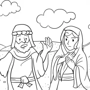 Genesis 12:10-20 Abram &amp; Sarai-Free-Bible-Coloring-Pages-Story-Art-for-Kids-Religious-Christian-Art-Sheet-for-Children