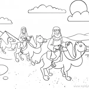 Genesis 12:10-20 Abram &amp; Sarai-Free-Bible-Coloring-Pages-Story-Art-for-Kids-Religious-Christian-Art-Sheet-for-Children