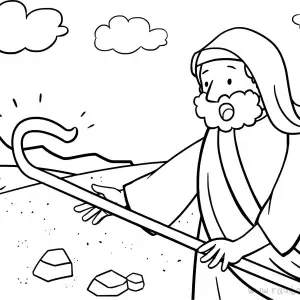 Exodus 4:10-17 Doubt of Moses-Free-Bible-Coloring-Pages-Story-Art-for-Kids-Religious-Christian-Art-Sheet-for-Children