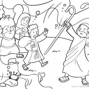 Exodus 14:21-31 Crossing the Red Sea-Free-Bible-Coloring-Pages-Story-Art-for-Kids-Religious-Christian-Art-Sheet-for-Children