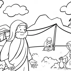 Exodus 17:1-7 Moses Rock One-Free-Bible-Coloring-Pages-Story-Art-for-Kids-Religious-Christian-Art-Sheet-for-Children