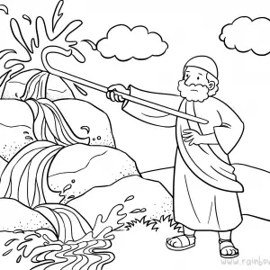 Exodus 17:1-7 Moses Rock One-Free-Bible-Coloring-Pages-Story-Art-for-Kids-Religious-Christian-Art-Sheet-for-Children