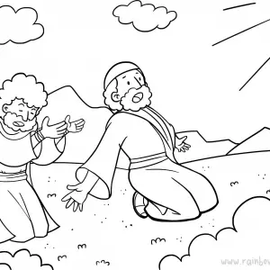 Numbers 20:1-13 Moses Rock Two-Free-Bible-Coloring-Pages-Story-Art-for-Kids-Religious-Christian-Art-Sheet-for-Children