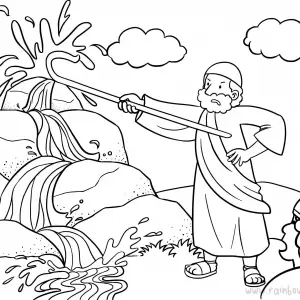 Numbers 20:1-13 Moses Rock Two-Free-Bible-Coloring-Pages-Story-Art-for-Kids-Religious-Christian-Art-Sheet-for-Children