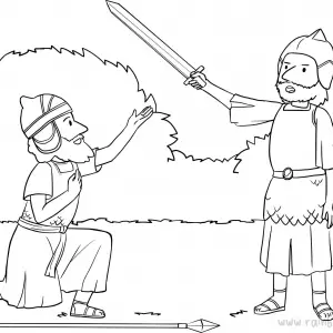 Joshua 5:12-6:5 Joshua Meets Captain-Free-Bible-Coloring-Pages-Story-Art-for-Kids-Religious-Christian-Art-Sheet-for-Children