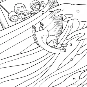 Jonah 1:1-17 Jonah Runs-Free-Bible-Coloring-Pages-Story-Art-for-Kids-Religious-Christian-Art-Sheet-for-Children