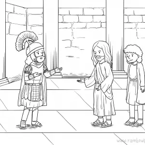 Matthew 8:5-13 Centurion&#039;s Faith-Free-Bible-Coloring-Pages-Story-Art-for-Kids-Religious-Christian-Art-Sheet-for-Children