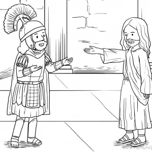 Matthew 8:5-13 Centurion&#039;s Faith-Free-Bible-Coloring-Pages-Story-Art-for-Kids-Religious-Christian-Art-Sheet-for-Children