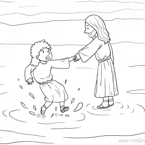 Matthew 14:22-33 Walking on Water-Free-Bible-Coloring-Pages-Story-Art-for-Kids-Religious-Christian-Art-Sheet-for-Children