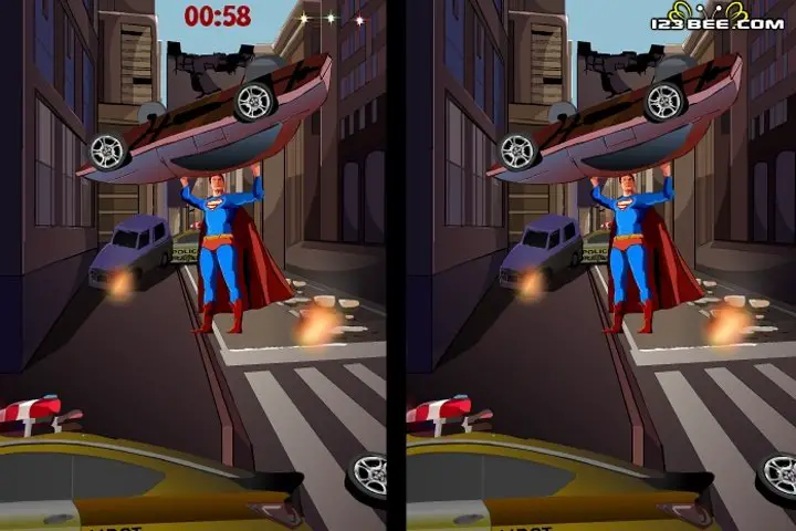 Spot the difference image of Superman