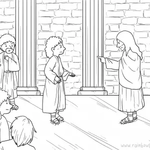 Mark 1:21-28 Jesus Demonic in Synagogue-Free-Bible-Coloring-Pages-Story-Art-for-Kids-Religious-Christian-Art-Sheet-for-Children