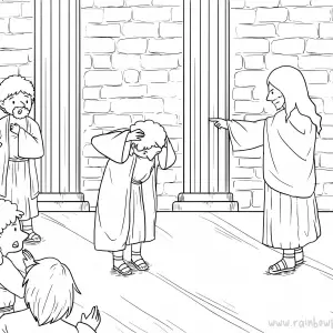 Mark 1:21-28 Jesus Demonic in Synagogue-Free-Bible-Coloring-Pages-Story-Art-for-Kids-Religious-Christian-Art-Sheet-for-Children