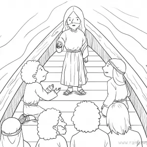 Mark 4:35-41 Storm &amp; Jesus in Boat-Free-Bible-Coloring-Pages-Story-Art-for-Kids-Religious-Christian-Art-Sheet-for-Children