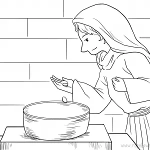 Mark 12:41-44 Widow’s Mite-Free-Bible-Coloring-Pages-Story-Art-for-Kids-Religious-Christian-Art-Sheet-for-Children