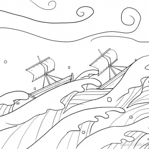 Mark 4:35-41 Storm &amp; Jesus in Boat-Free-Bible-Coloring-Pages-Story-Art-for-Kids-Religious-Christian-Art-Sheet-for-Children