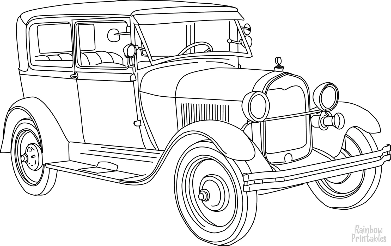 1928-ford-model-a-Clipart Coloring Pages for Kids Adults Art Activities Line Art