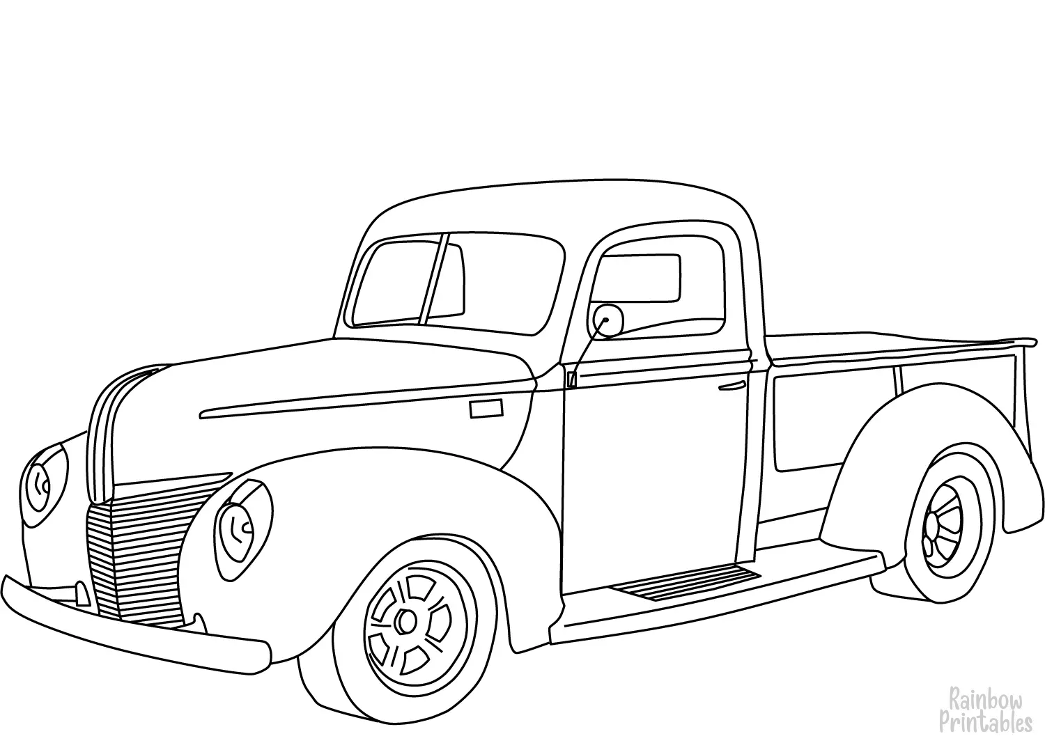 FORD PICKUP 1940 Clipart Coloring Pages for Kids Adults Art Activities Line Art