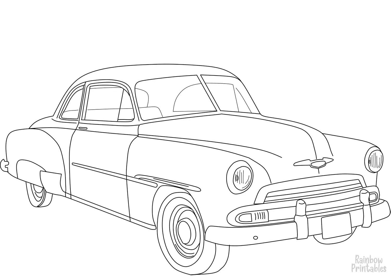 FORD PICKUP 1951 CHEVROLET DELUXE COUPE Clipart Coloring Pages for Kids Adults Art Activities Line Art