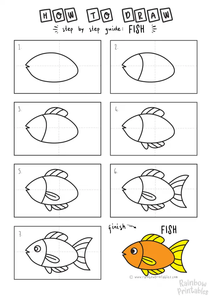 How To Draw Gold Fish for Kids Tutorial How To Draw a Fish for Kids (Step by Step Tutorial), Free Art Drawing Lesson for Children on How to Doodle a Shark