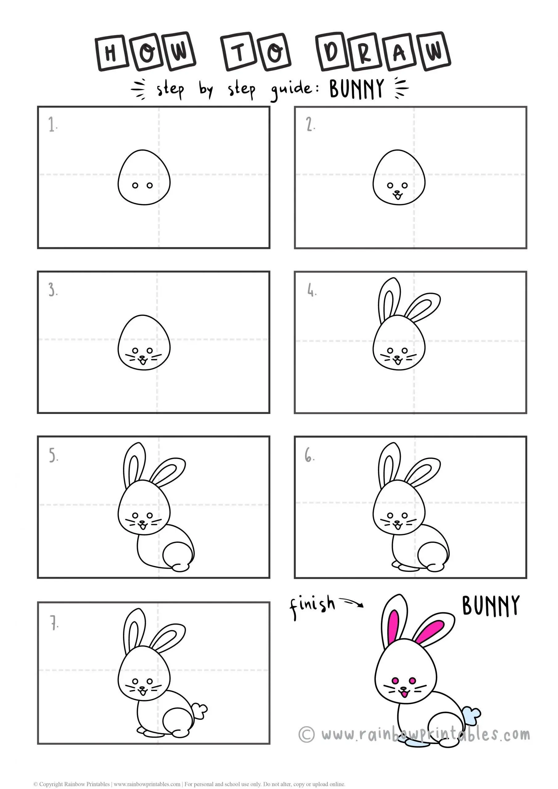 How To Draw a BUNNY RABBIT Step by Step for Beginners and Kids | Easy and Simple