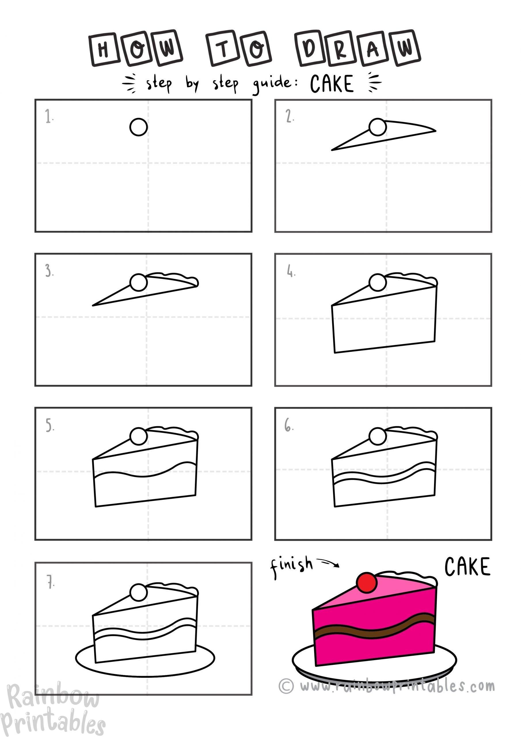 Slice Of Cake Drawing Step By Step