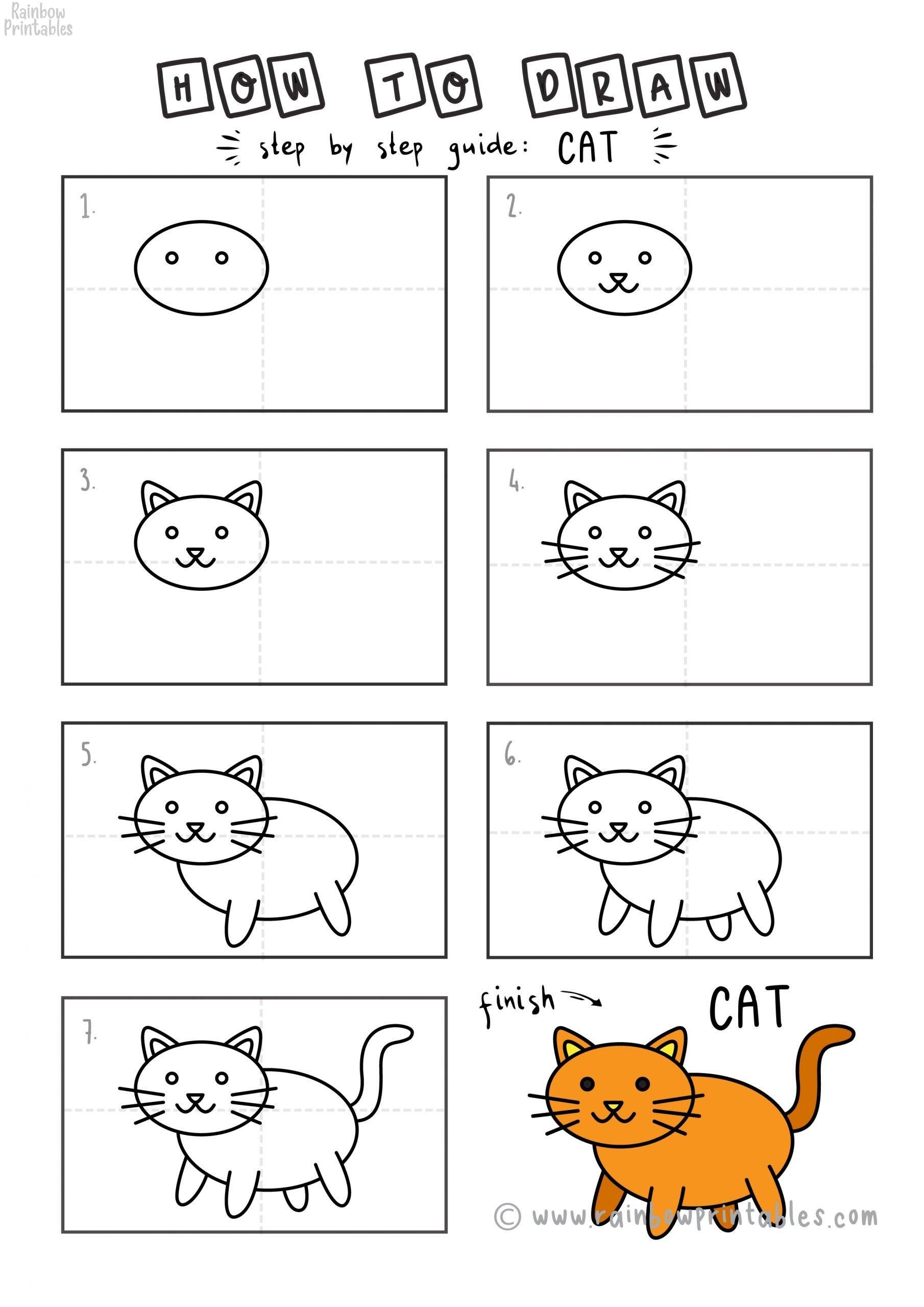 How To Draw a Very Easy Kitty Cat (Simple 8 Step Guide for Kids ...