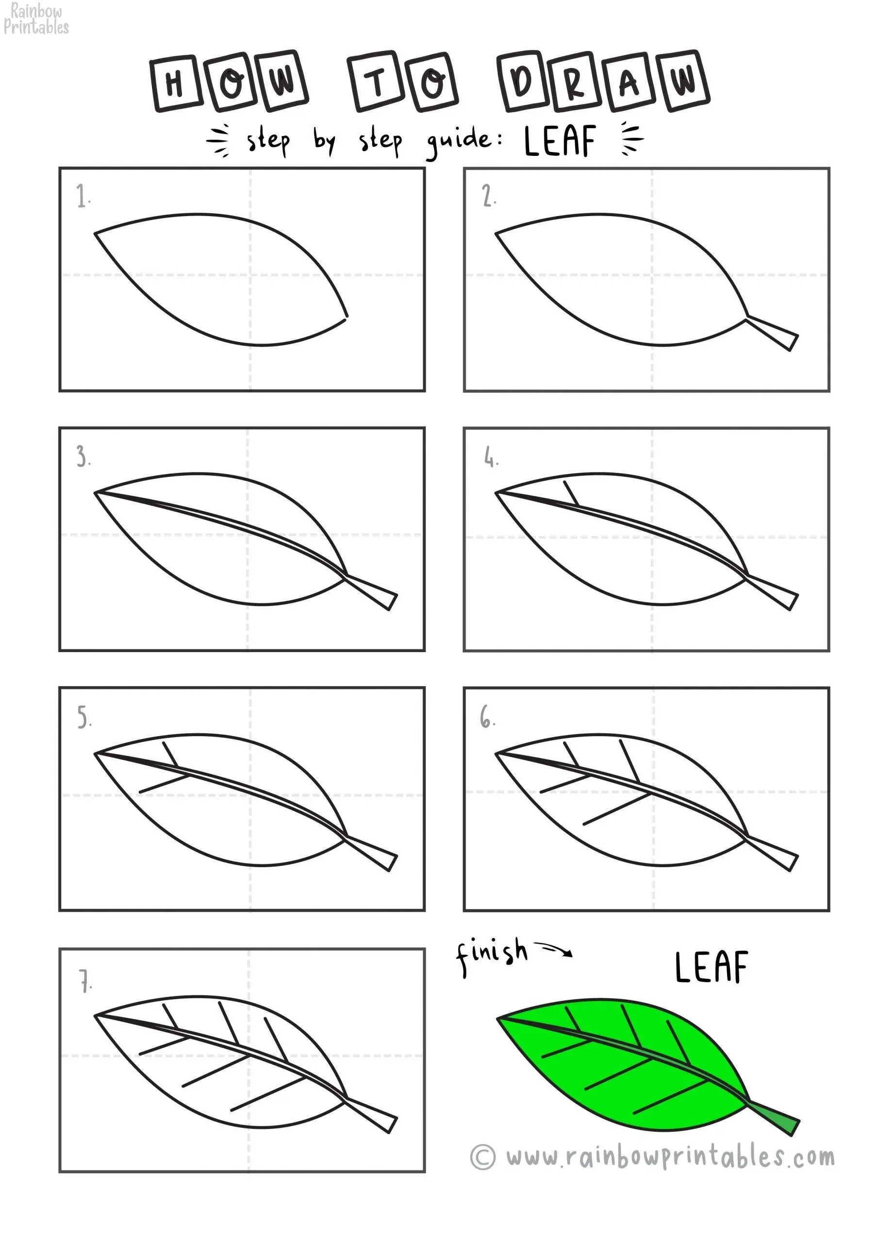 How To Draw a NATURE LEAVES Step by Step for Beginners and Kids | Easy and Simple | Printable Drawing Worksheet