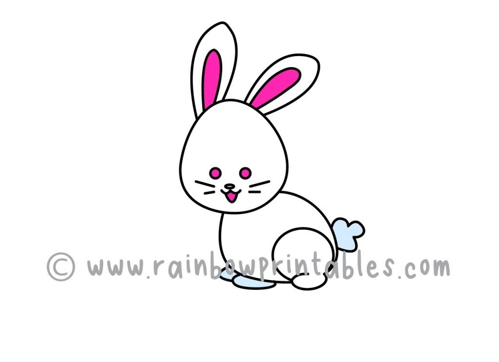  Comment Dessiner un LAPIN BLANC de Pâques Étape par étape pour les Débutants et les Enfants / Facile et Simple | Feuille de Dessin Imprimable 