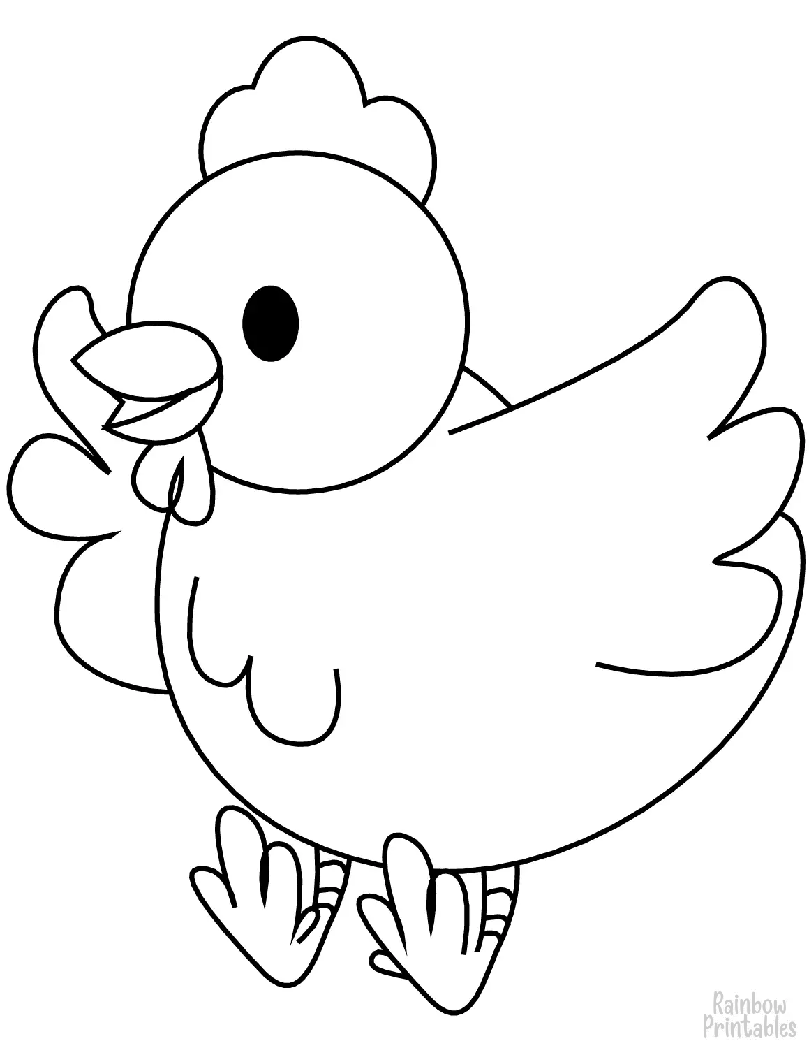 Cartoon-chicken-happy-coloring-page-for-kids-simple-easy