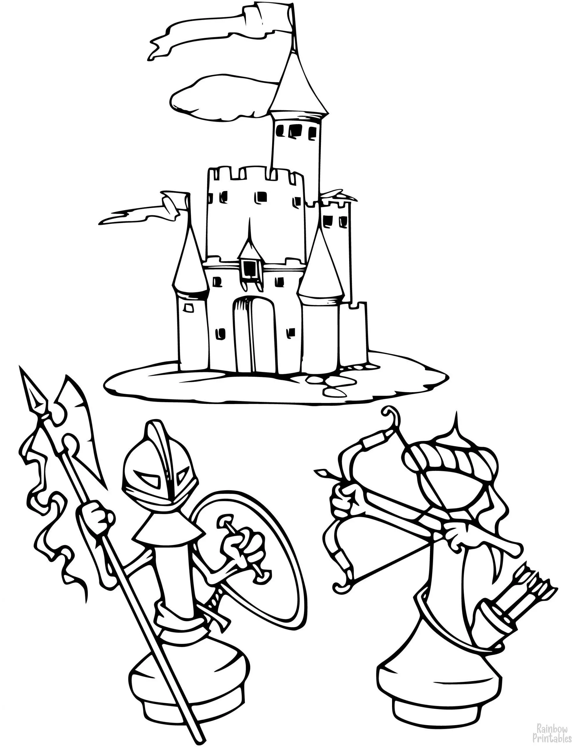 TOY CHESS PIECES Clipart Coloring Pages for Kids Adults Art Activities Line Art
