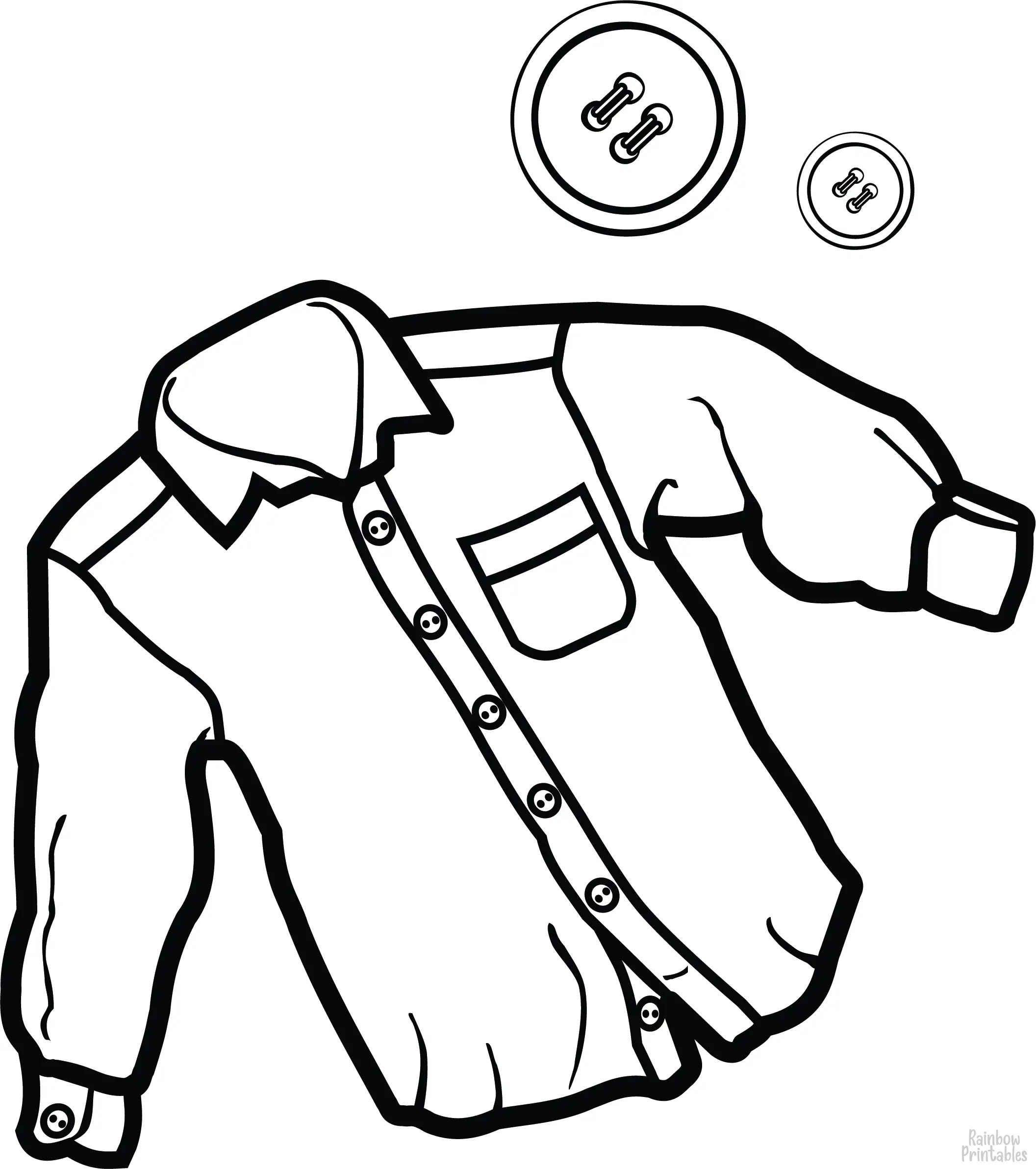 Clothing Set Shirt With Buttons Coloring Activity Pages for Kids