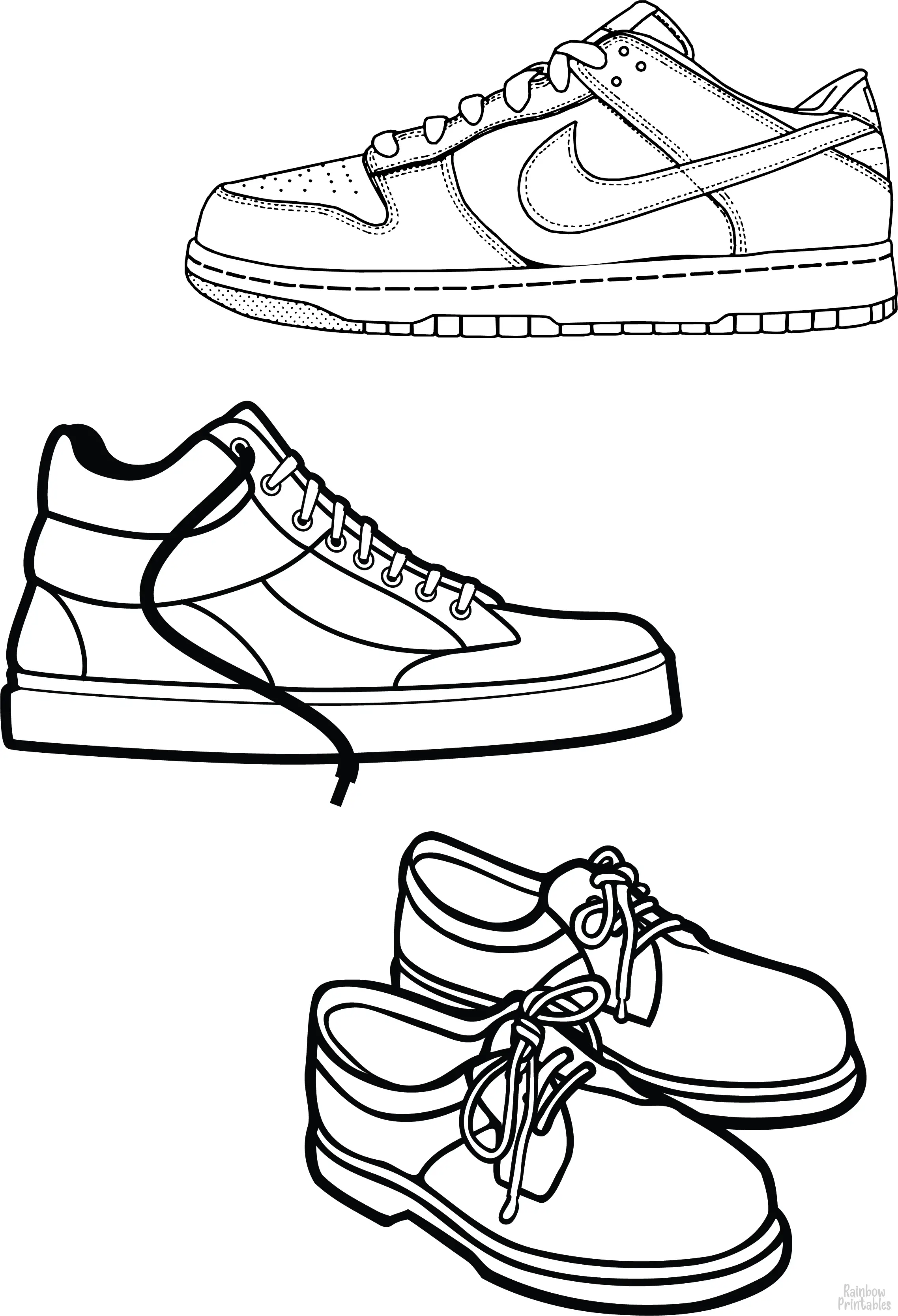 Clothing Set Shoes Sneakers Coloring Activity Pages for Kids