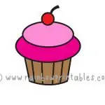 How To Draw a Simple Cartoon Cupcake for Kids