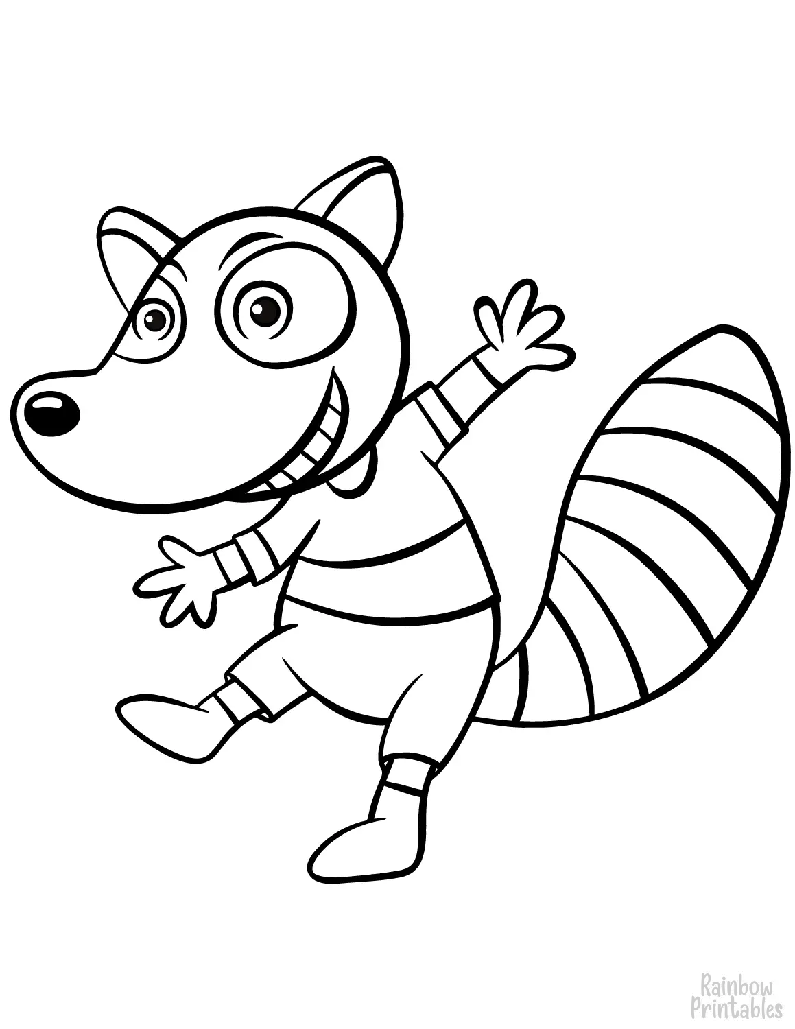 Cute-doodle-of-racoon-coloring-page-for-kids-Simple Easy Color Animal Pages for Kids
