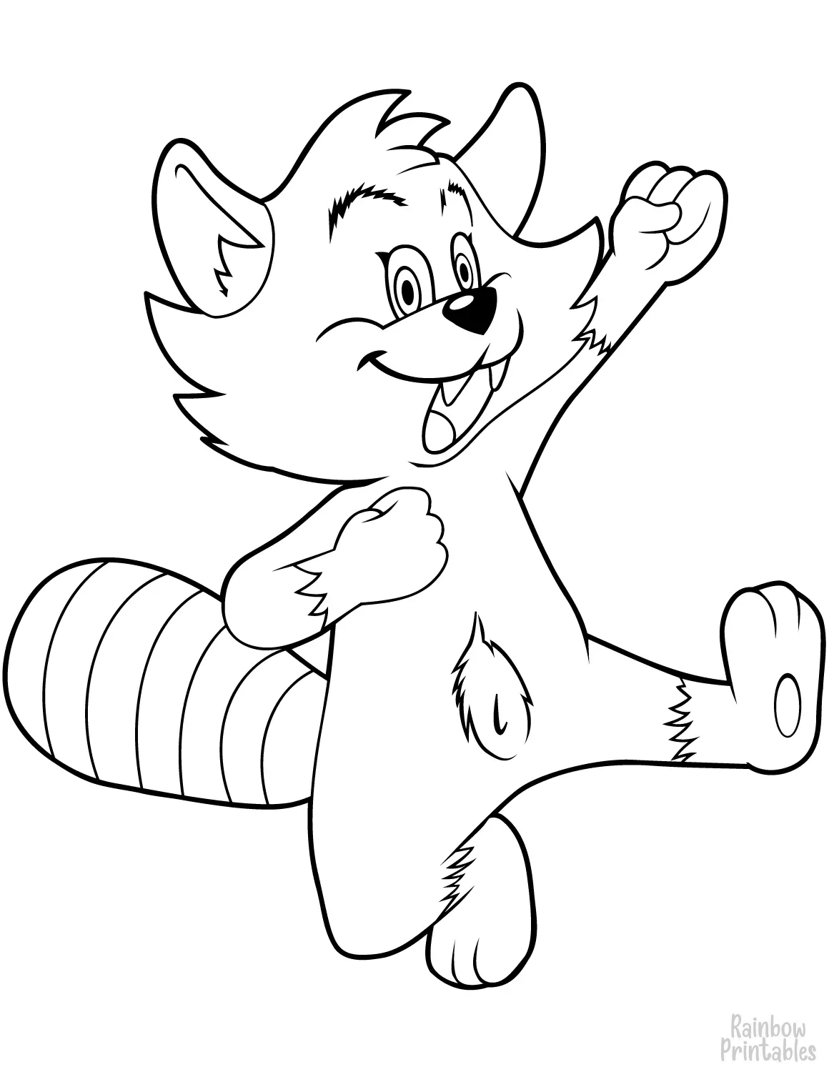 Simple Easy Color Animal Pages for Kids Drawing-for-kids-raccoon-coloring-page