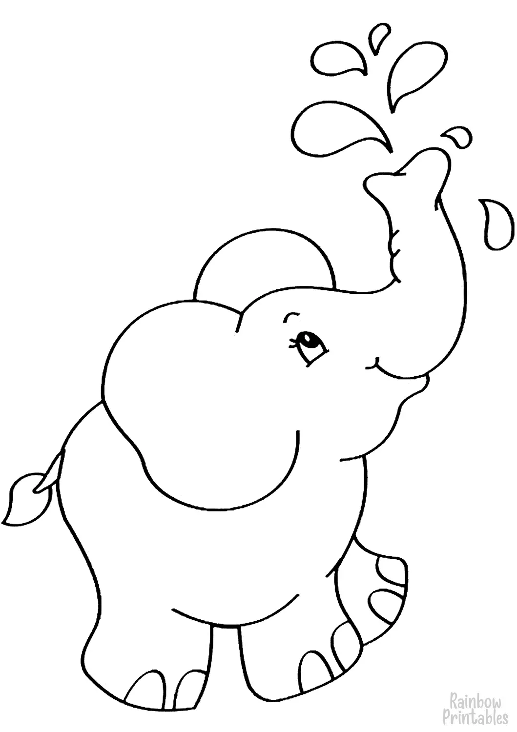 EASY SIMPLE for small children-cartoon-elephant-coloring-page