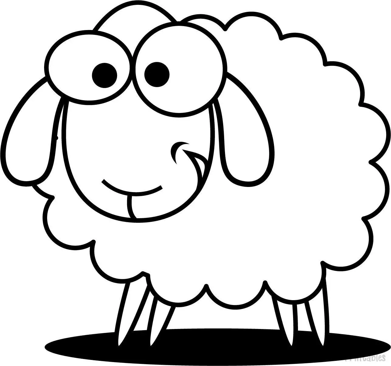 SIMPLE-EASY-line-drawings-CUTE-SHEEP-LAMB-coloring-page-for-kids