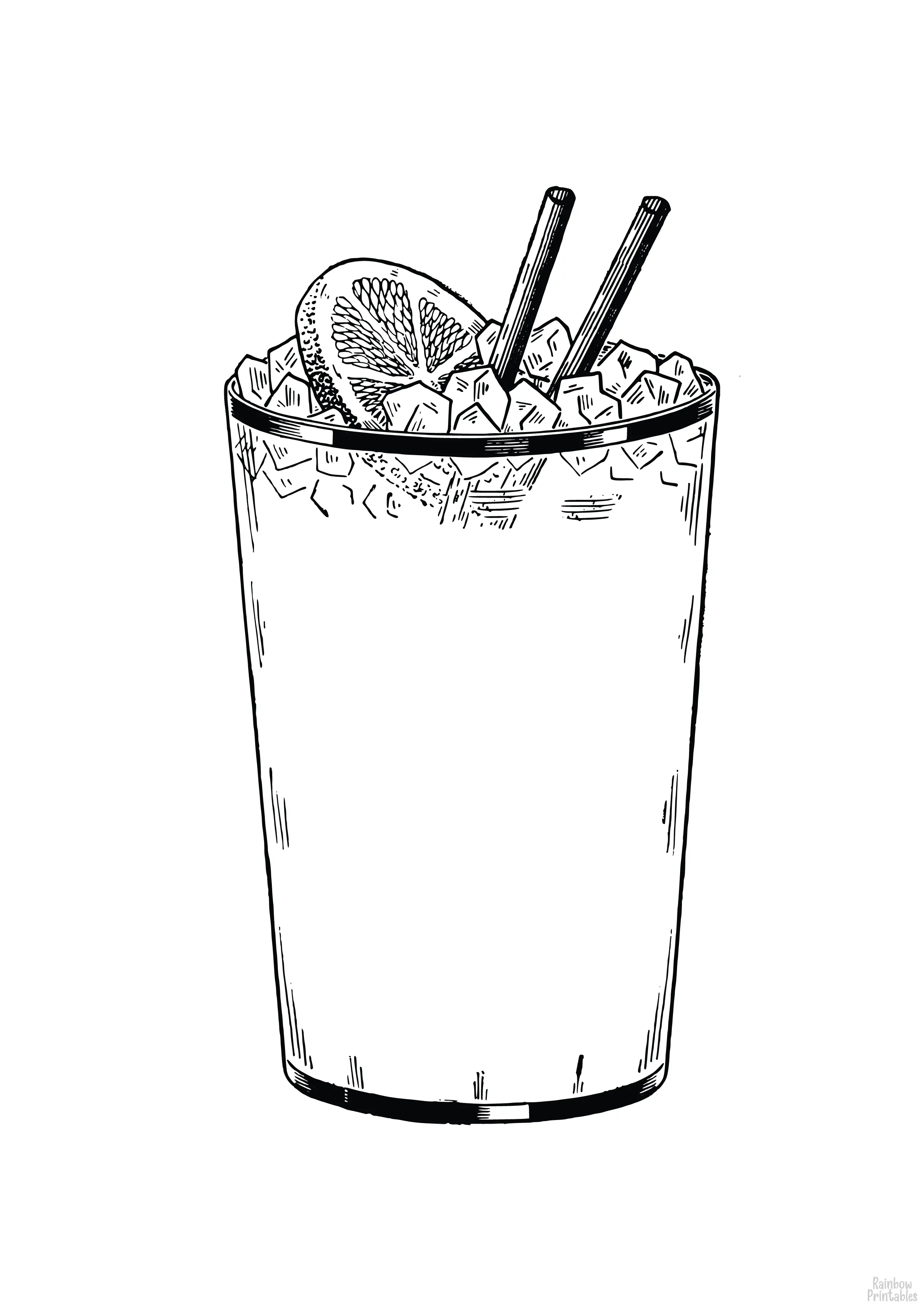 HORCHATA Lemon Ice Drink BAnana Clipart Coloring Pages Line Art Drawings for Kids-01