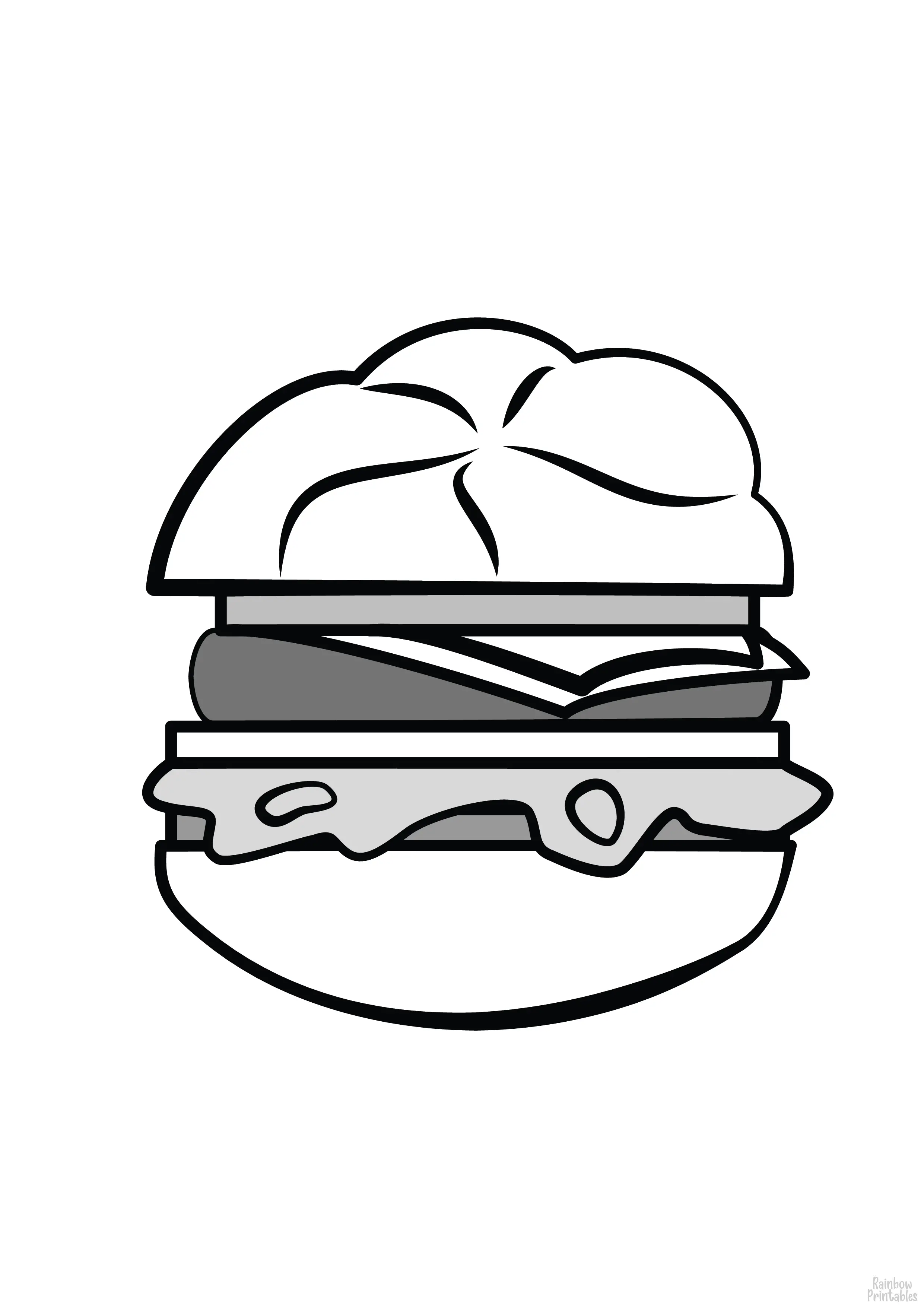 BURGER Clipart Coloring Pages Line Art Drawings for Kids-01