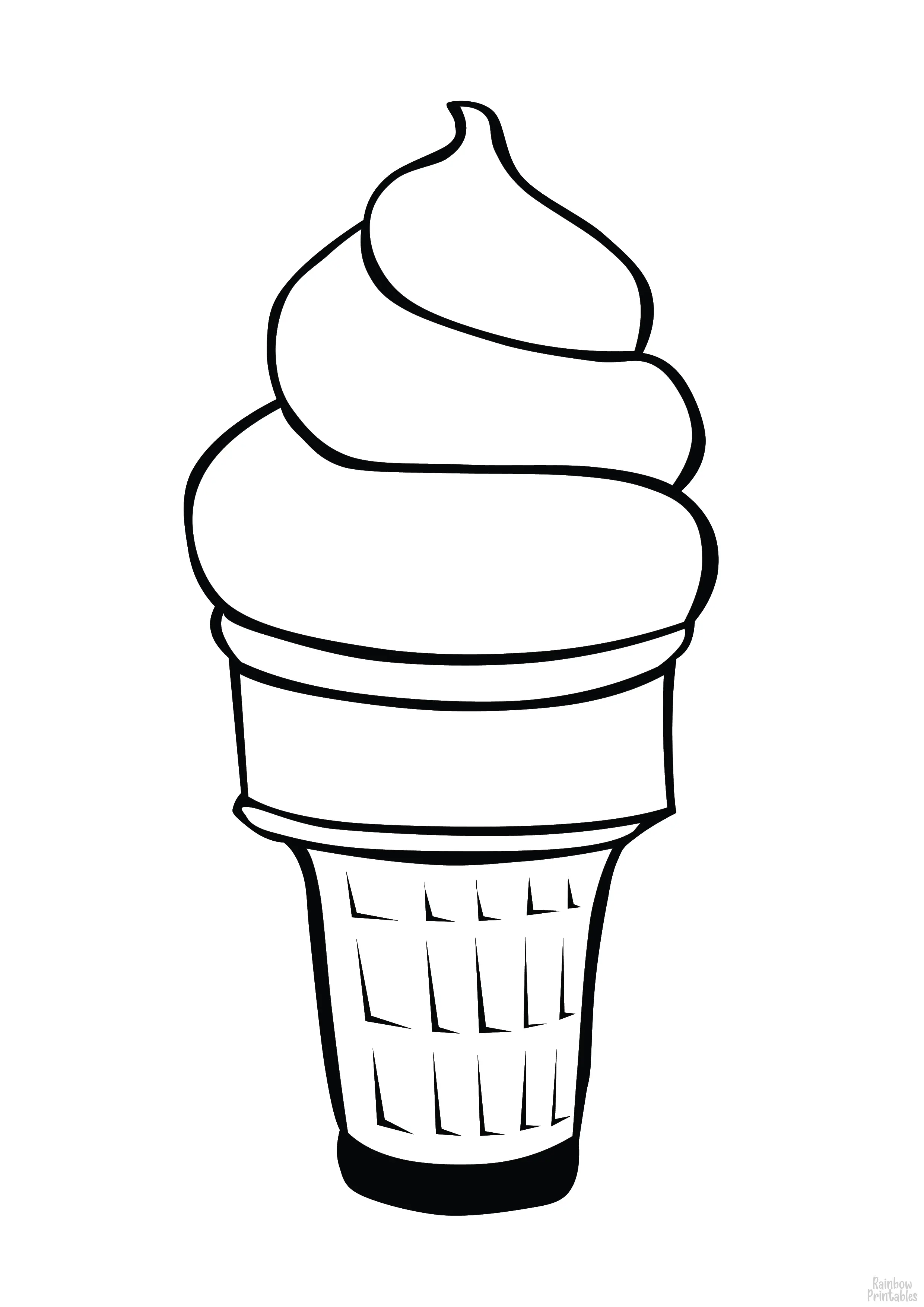 Ice Cream Cone Food Clipart Coloring Pages Line Art Drawings for Kids-01
