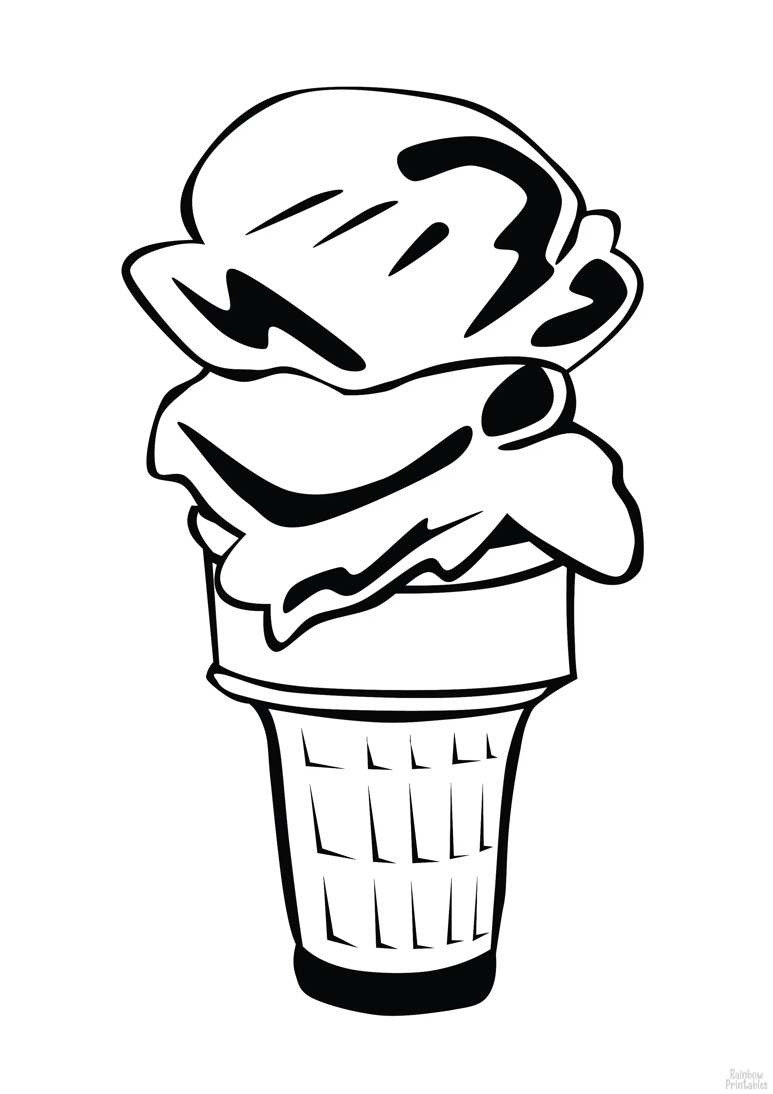 Ice Cream Cone Food Clipart Coloring Pages Line Art Drawings for Kids-01