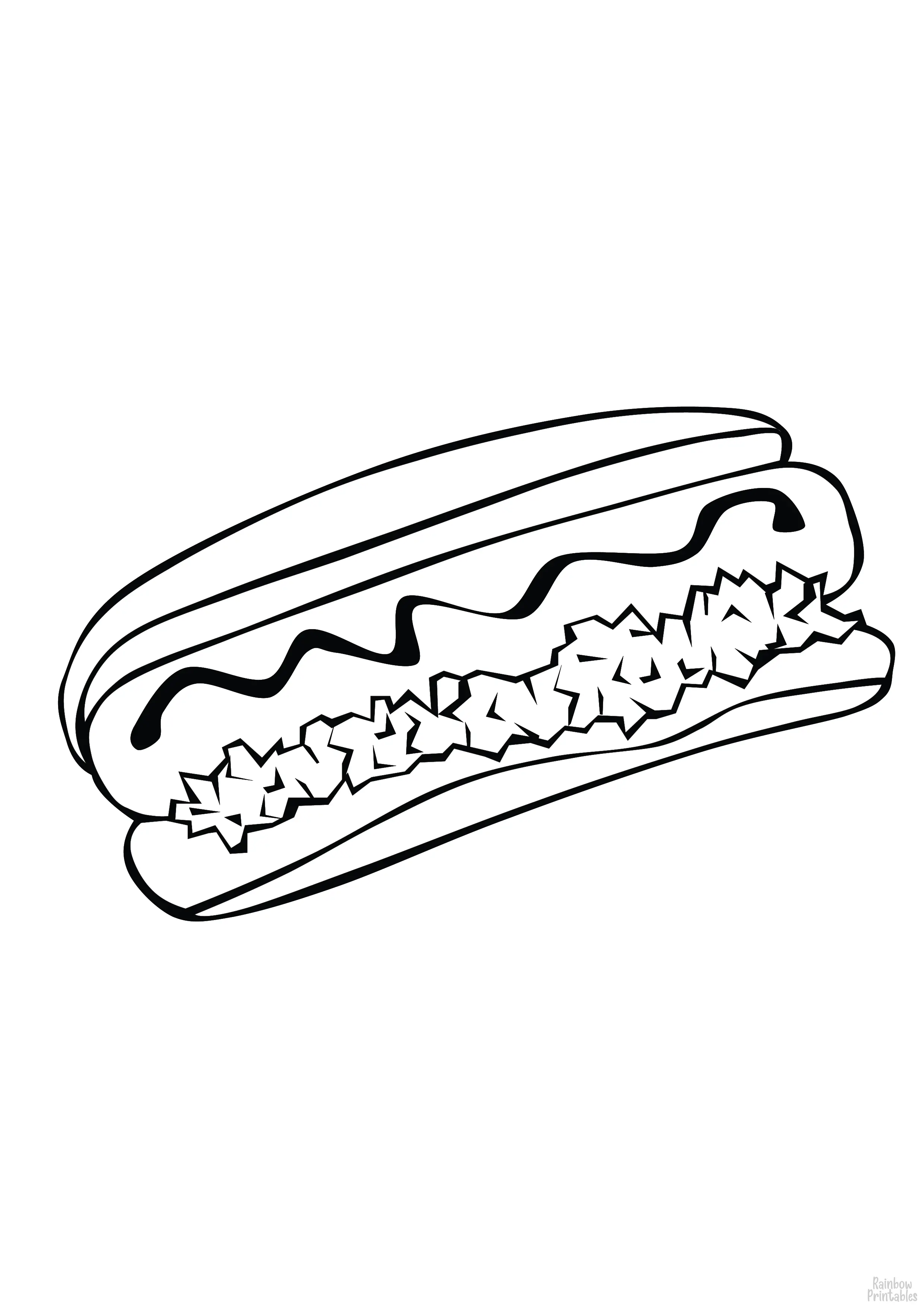 HOT DOG Food Clipart Coloring Pages Line Art Drawings for Kids-01