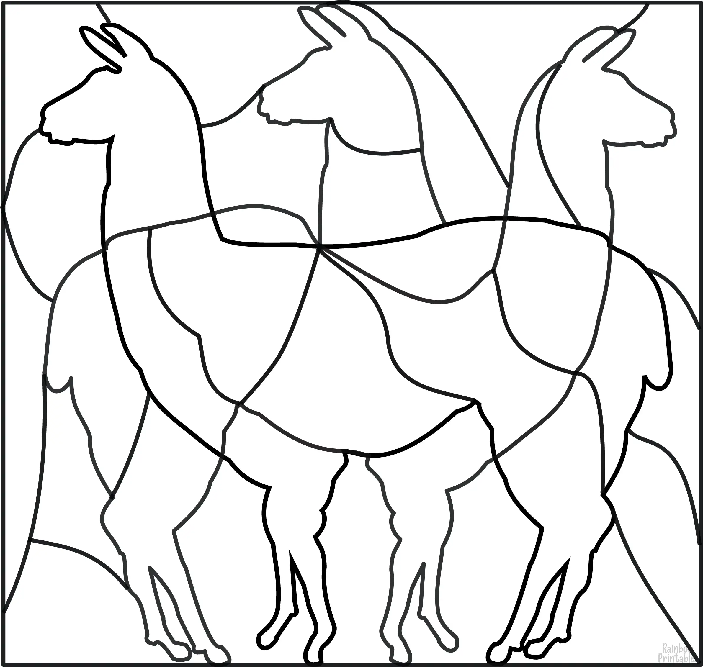 FREE LLAMA PUZZLE DIY GAME Free Clipart Coloring Pages for Kids Adults Art Activities Line Art