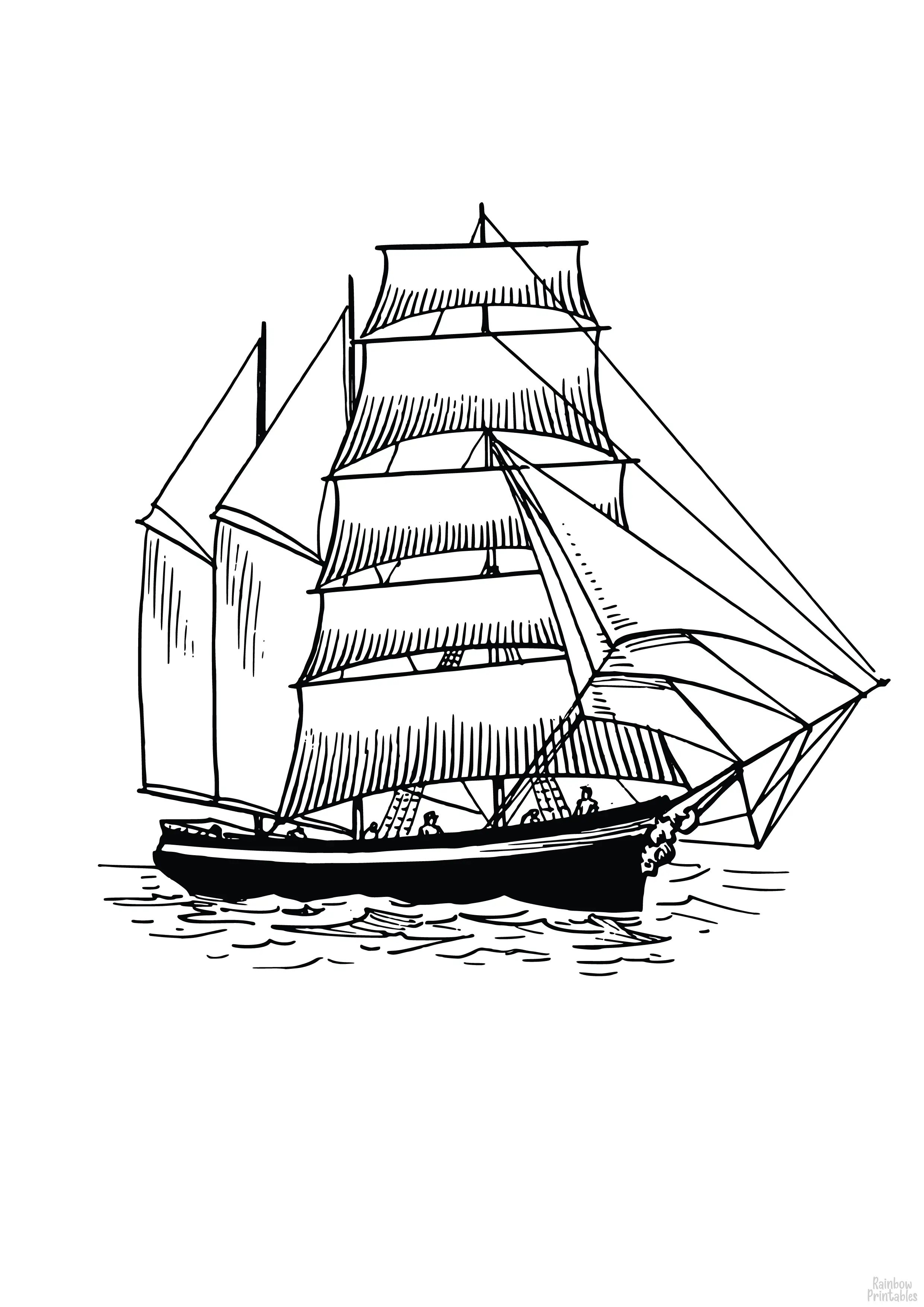 Ship and Boat Free Clipart Coloring Pages for Kids Line Art Adults Art Activities Line Art-08