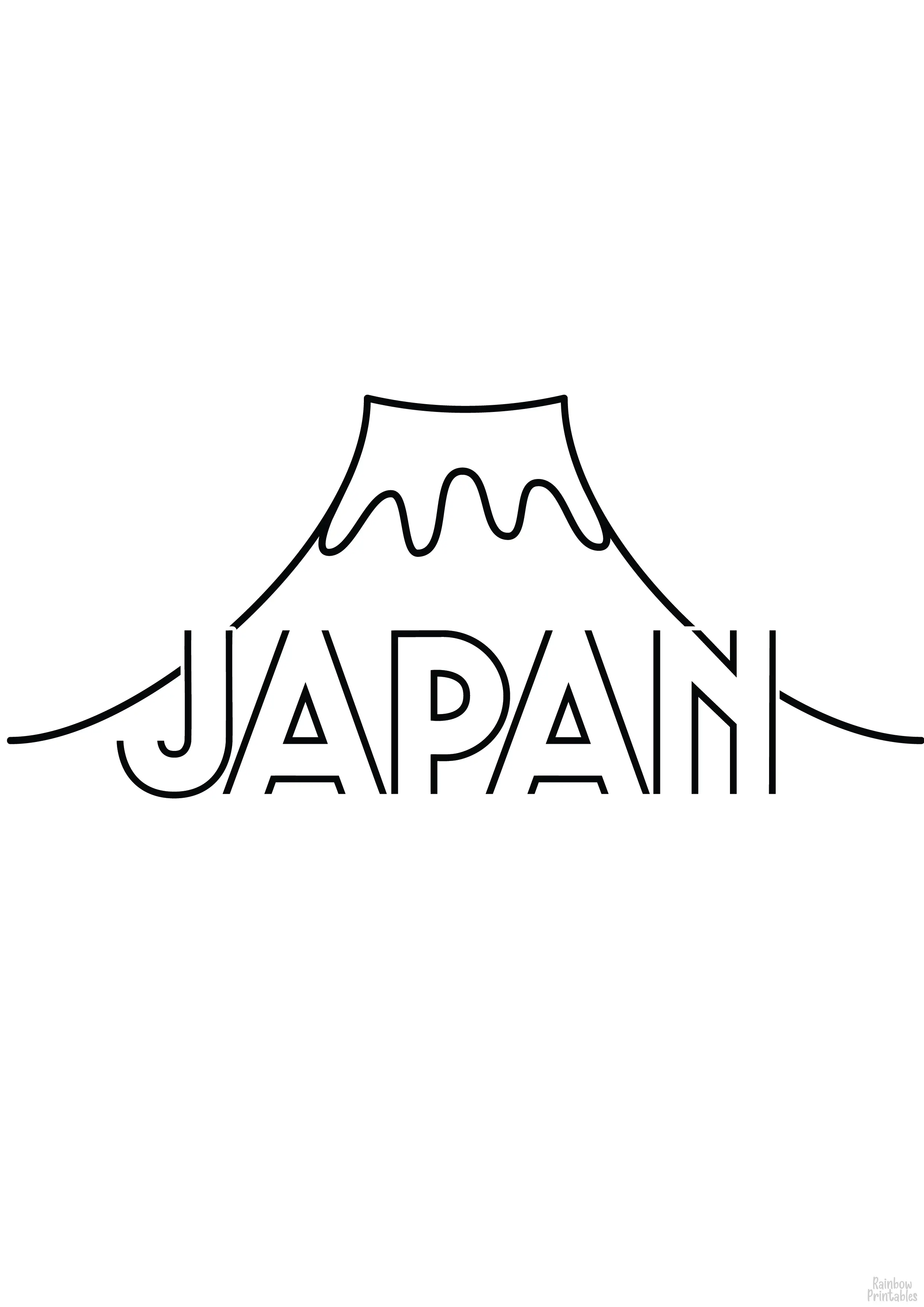 Japan Mt Fuji Page SIMPLE-EASY-line-drawings-coloring-page-for-kids Clipart