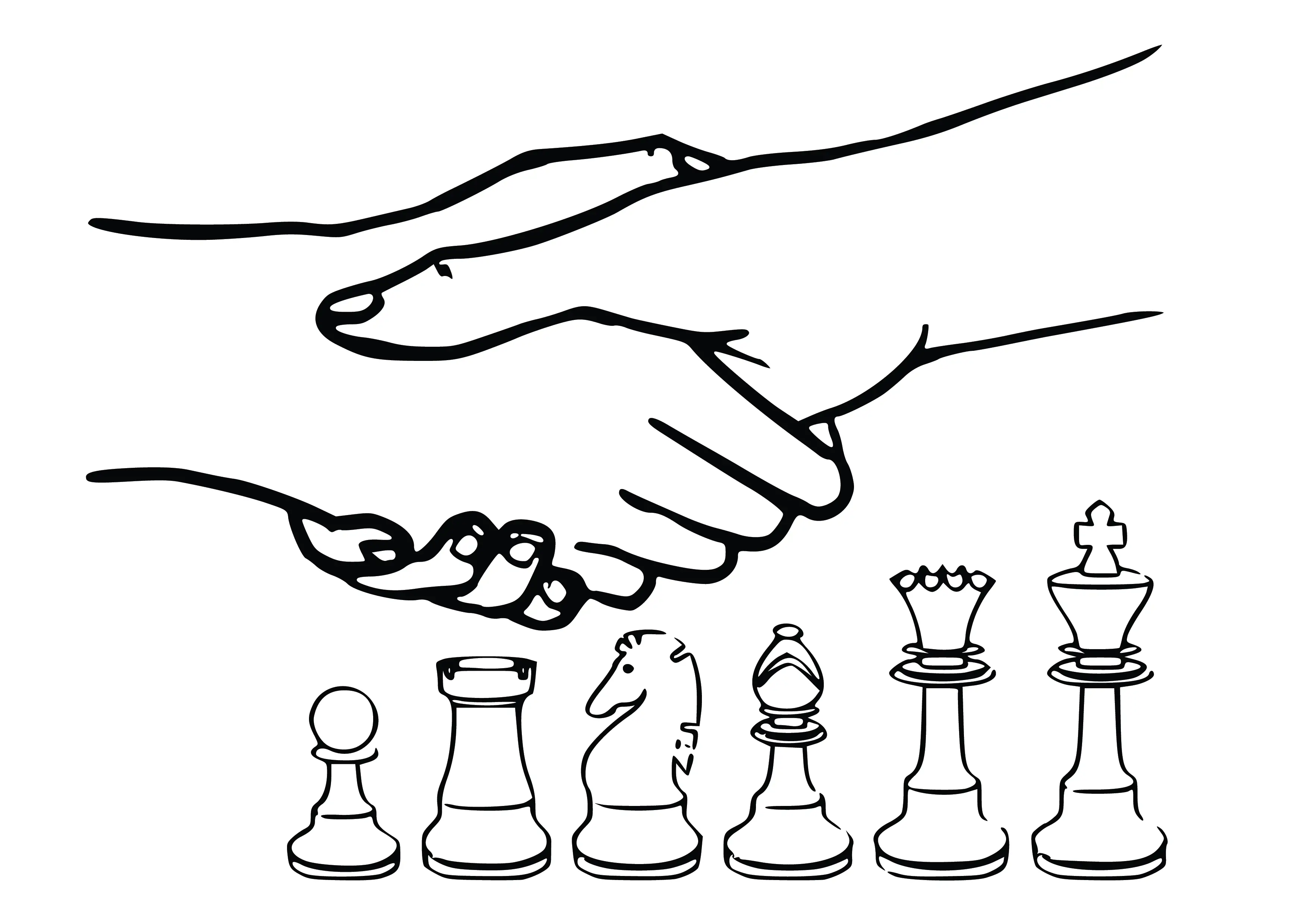 CHESS HANDSHAKE-Game-SIMPLE-EASY-line-drawings-coloring-page-for-kids