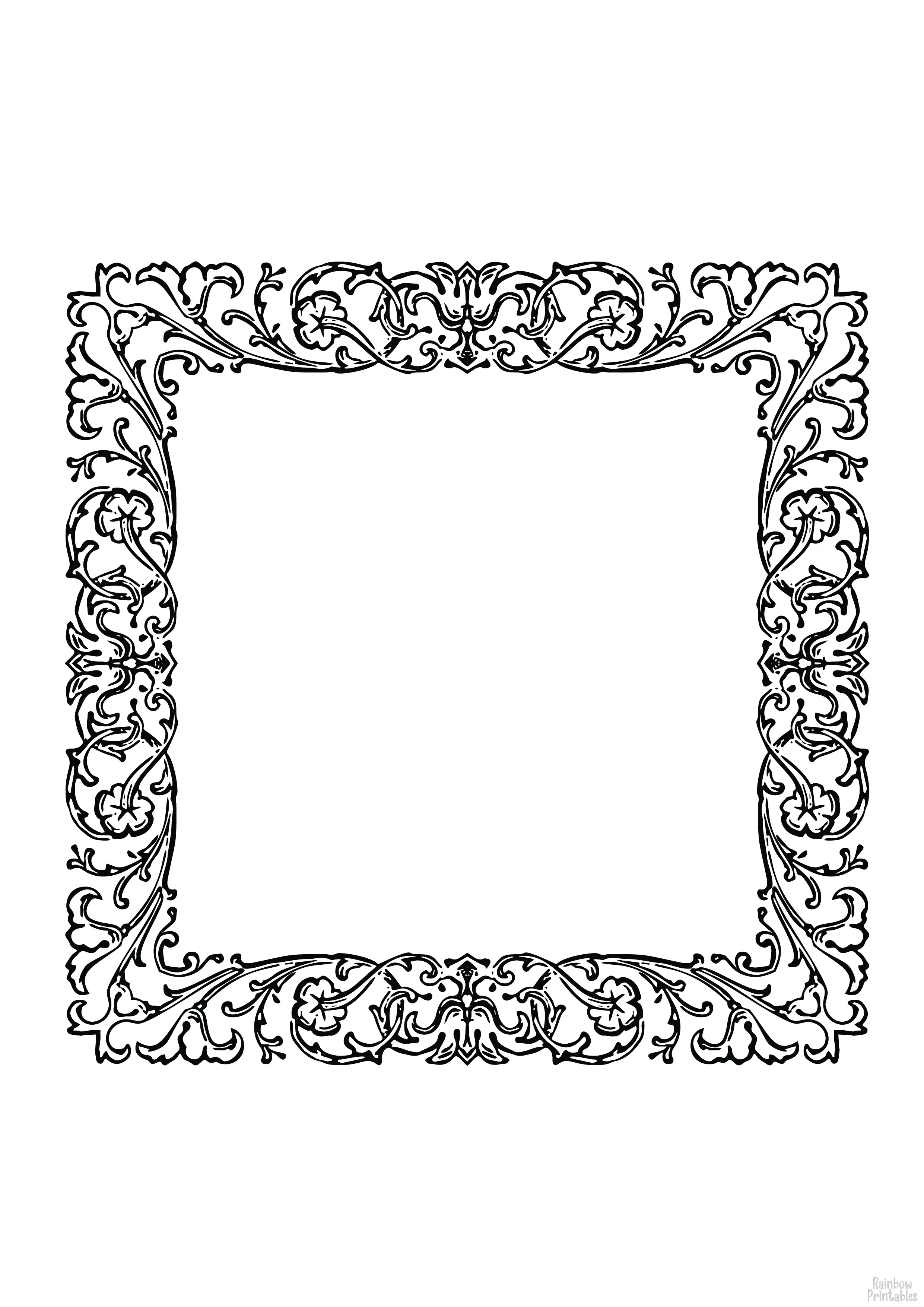 SQUARE FRAME-CLIPART-SIMPLE-EASY-line-drawings-coloring-page-for-kids