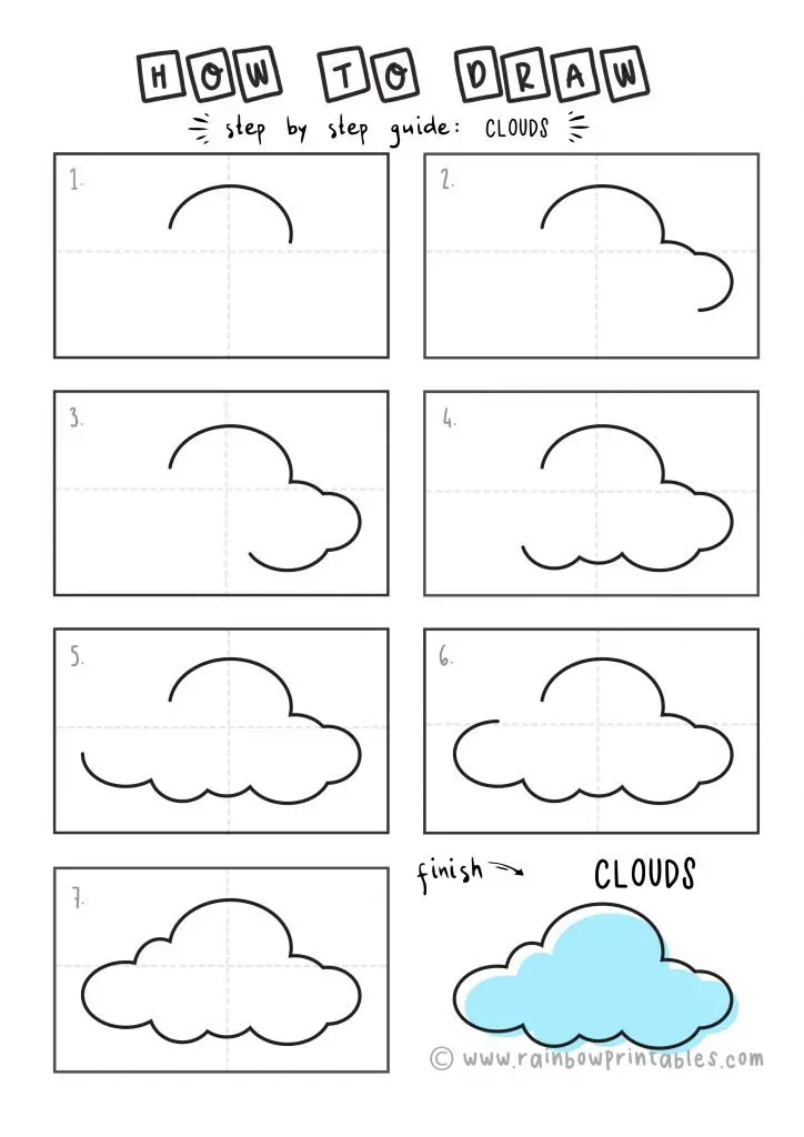 HOW TO DRAW CLOUDS FOR KIDS STEP BY STEP EASY PRESCHOOL ART
