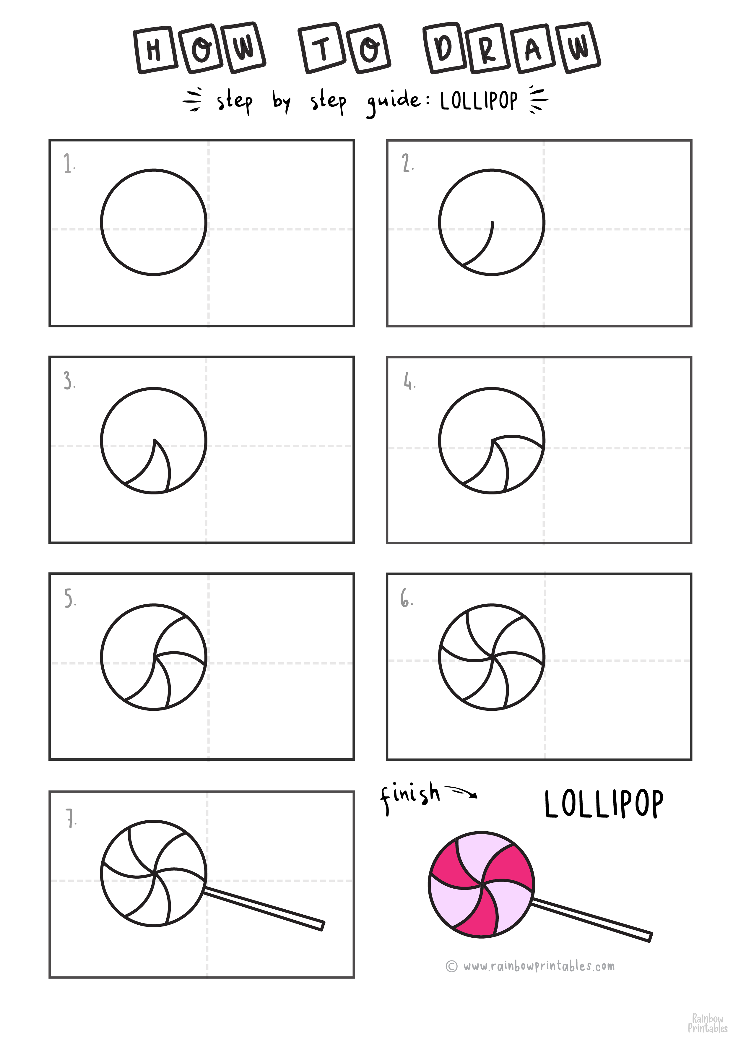 How to Draw a Cute Easy Lollipop for Kids Step by Step @CuteEasyDrawings 